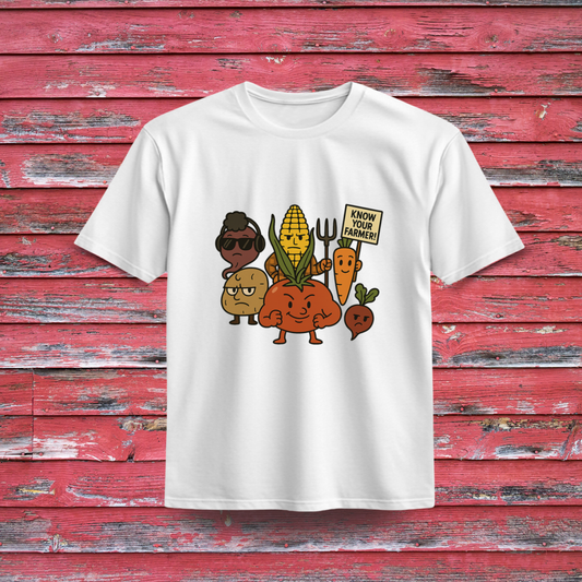 "Know Your Farmer" Veggie Gang 100% Organic Cotton T-Shirt