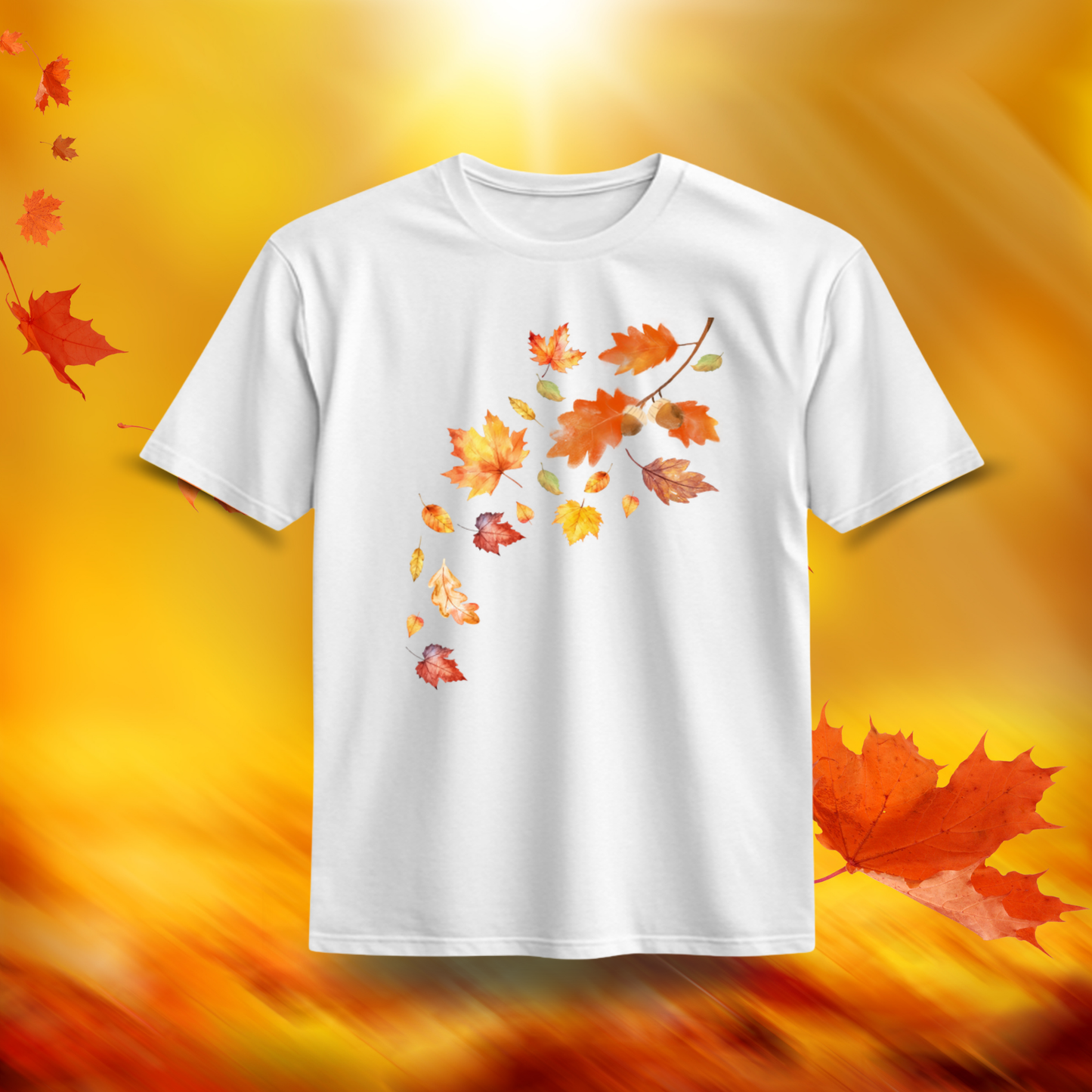 Falling Into Cozy Season Organic Cotton T-Shirt – Autumn Leaves Watercolor Fall Tee