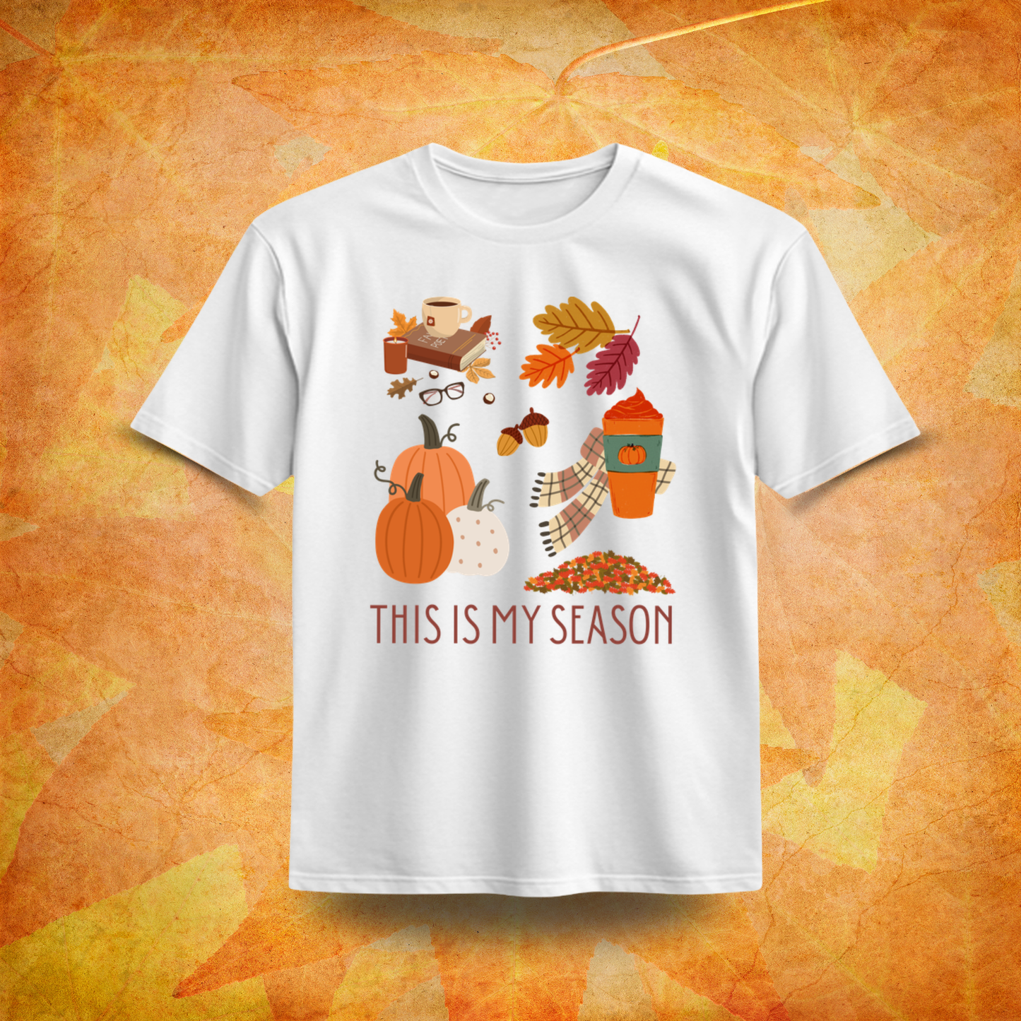 This Is My Season Organic Cotton T-Shirt – Fall Cozy Vibes Pumpkin Latte Tee