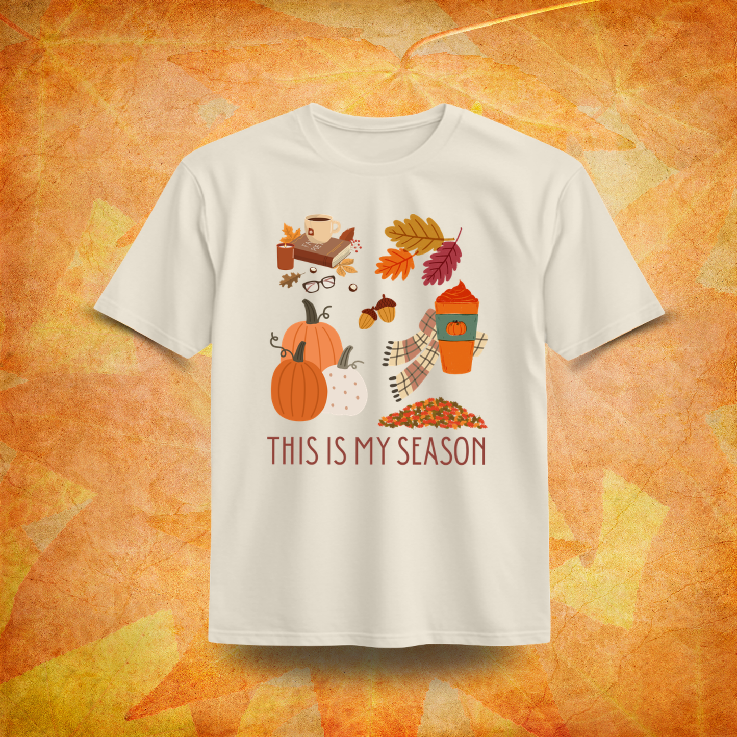 This Is My Season Organic Cotton T-Shirt – Fall Cozy Vibes Pumpkin Latte Tee
