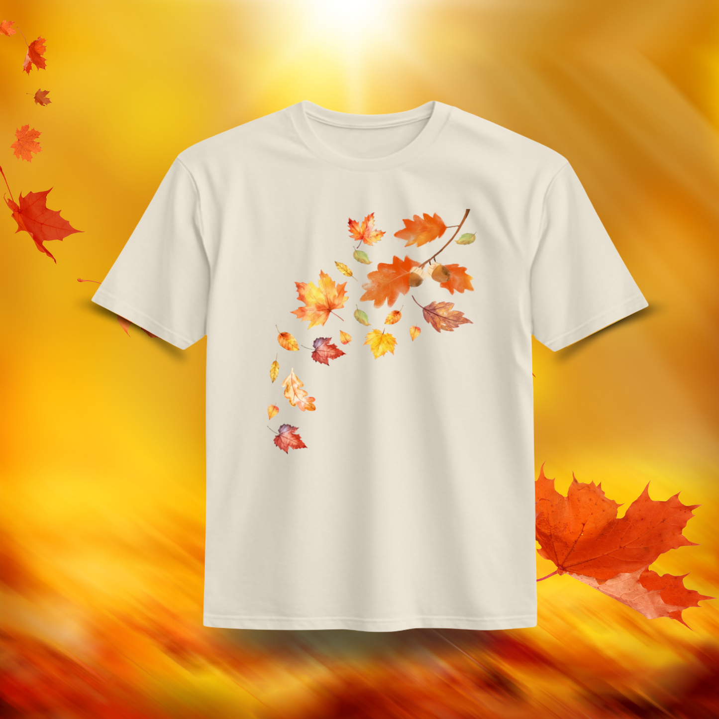 Falling Into Cozy Season Organic Cotton T-Shirt – Autumn Leaves Watercolor Fall Tee