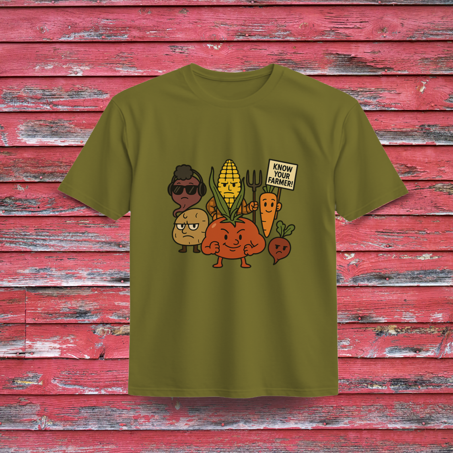 "Know Your Farmer" Veggie Gang 100% Organic Cotton T-Shirt