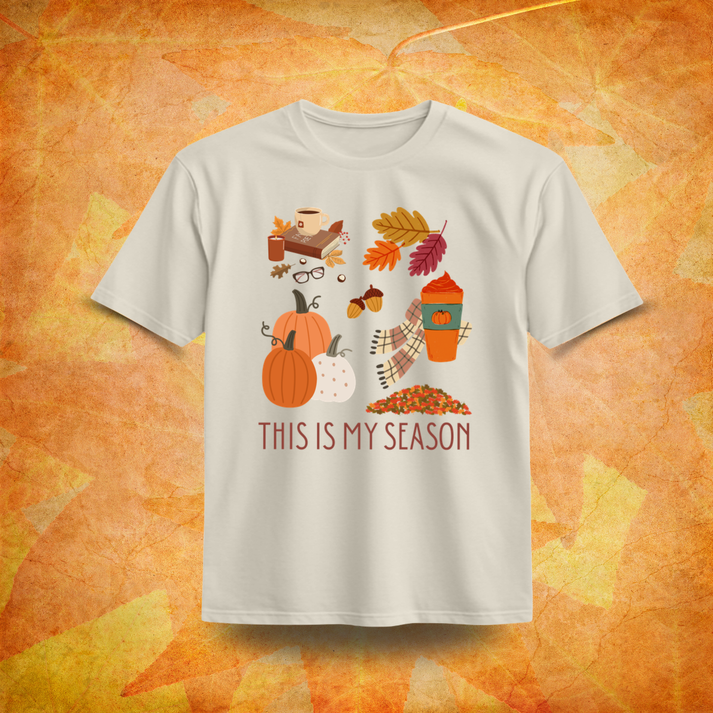 This Is My Season Organic Cotton T-Shirt – Fall Cozy Vibes Pumpkin Latte Tee