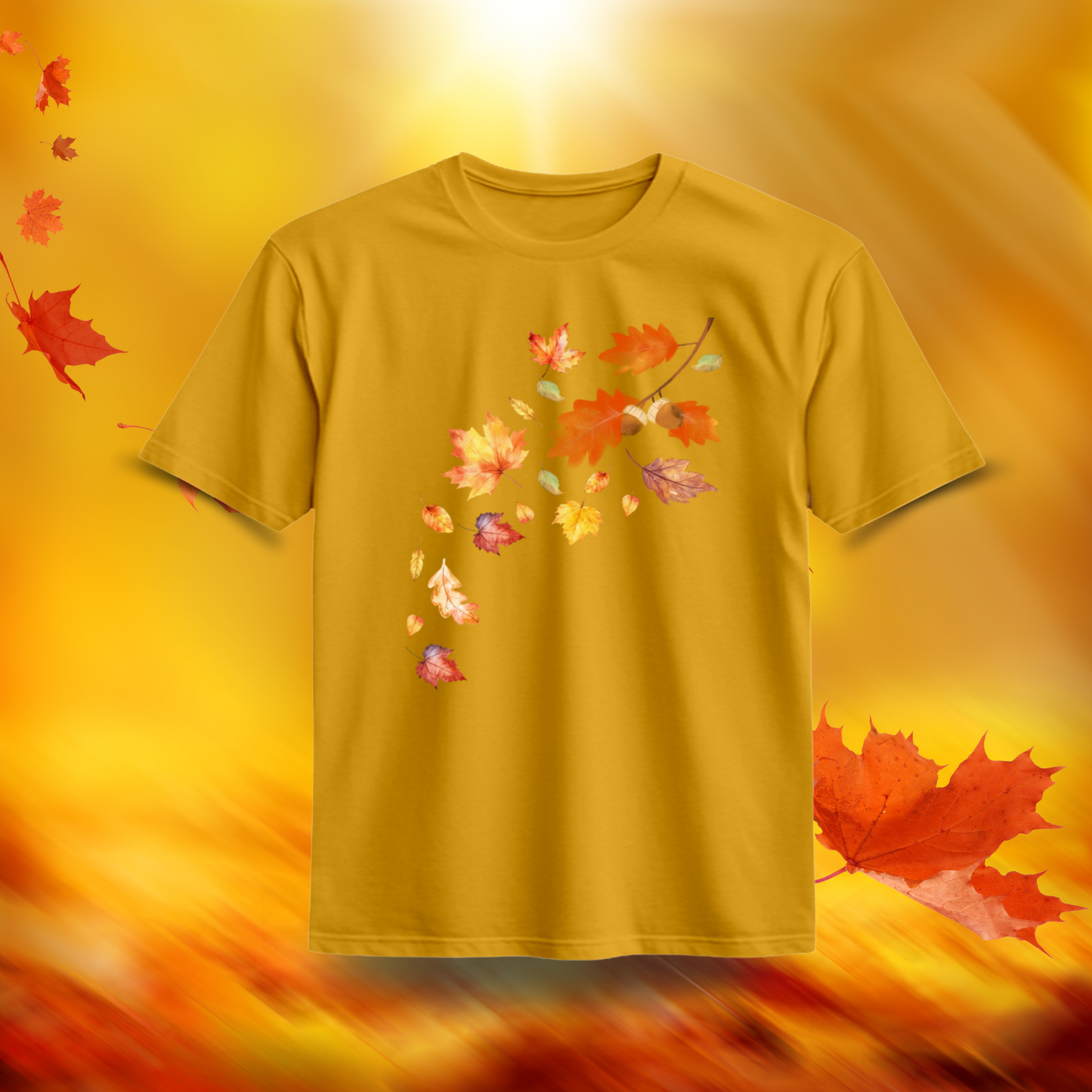 Falling Into Cozy Season Organic Cotton T-Shirt – Autumn Leaves Watercolor Fall Tee