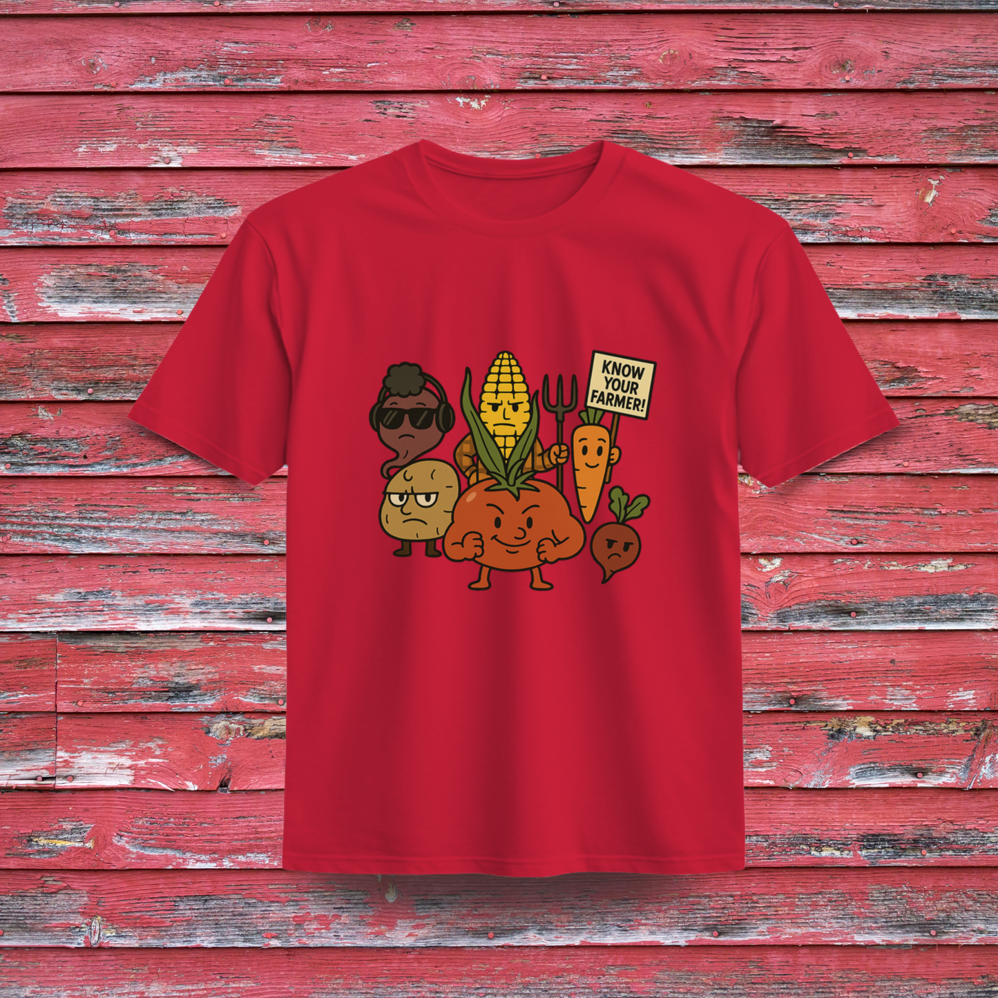 "Know Your Farmer" Veggie Gang 100% Organic Cotton T-Shirt