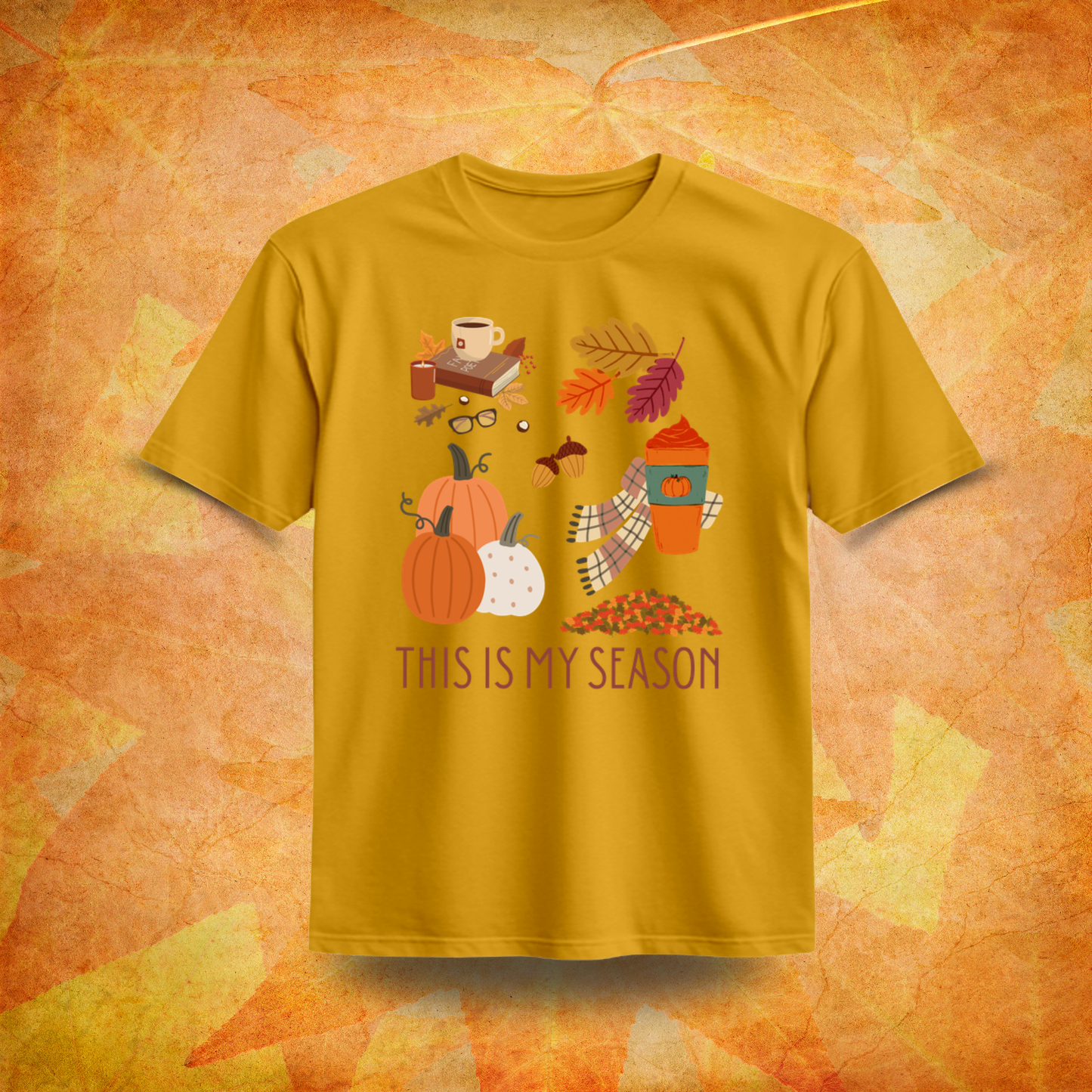 This Is My Season Organic Cotton T-Shirt – Fall Cozy Vibes Pumpkin Latte Tee