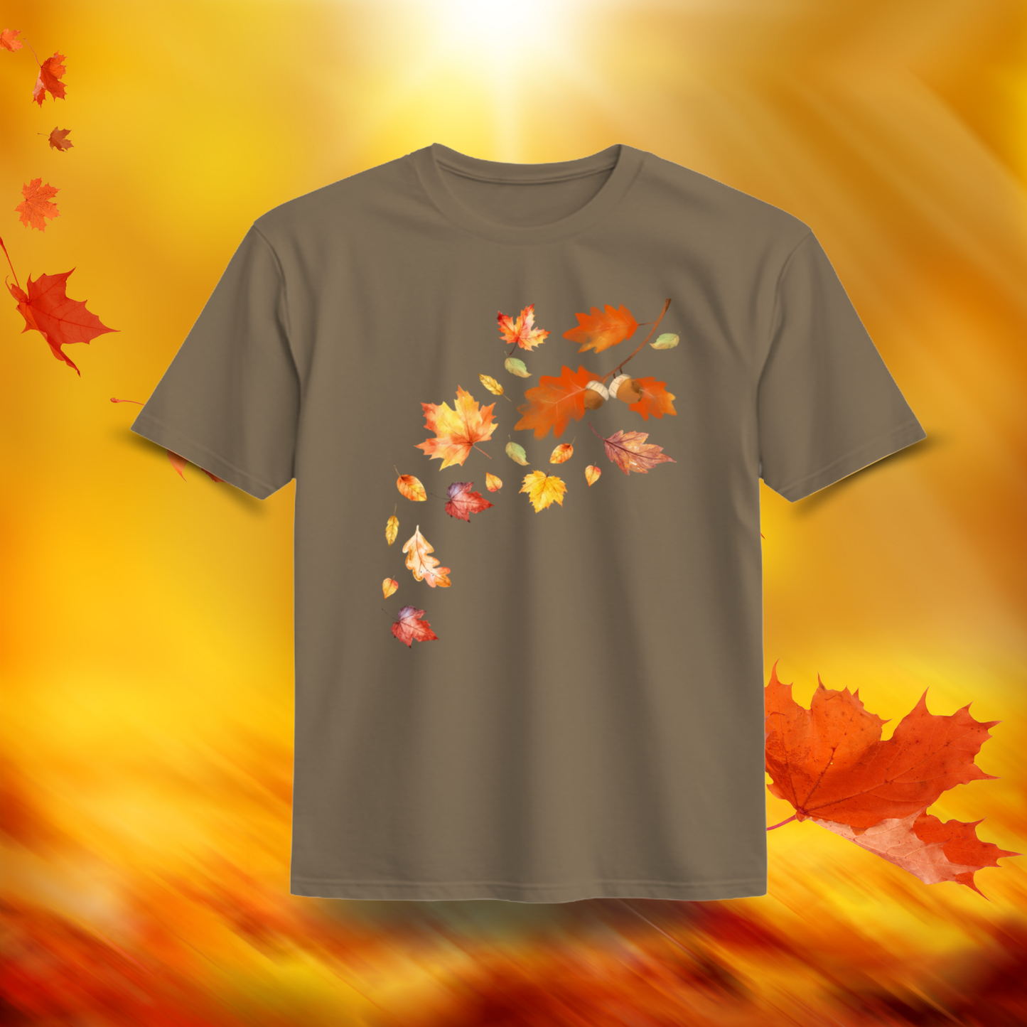 Falling Into Cozy Season Organic Cotton T-Shirt – Autumn Leaves Watercolor Fall Tee