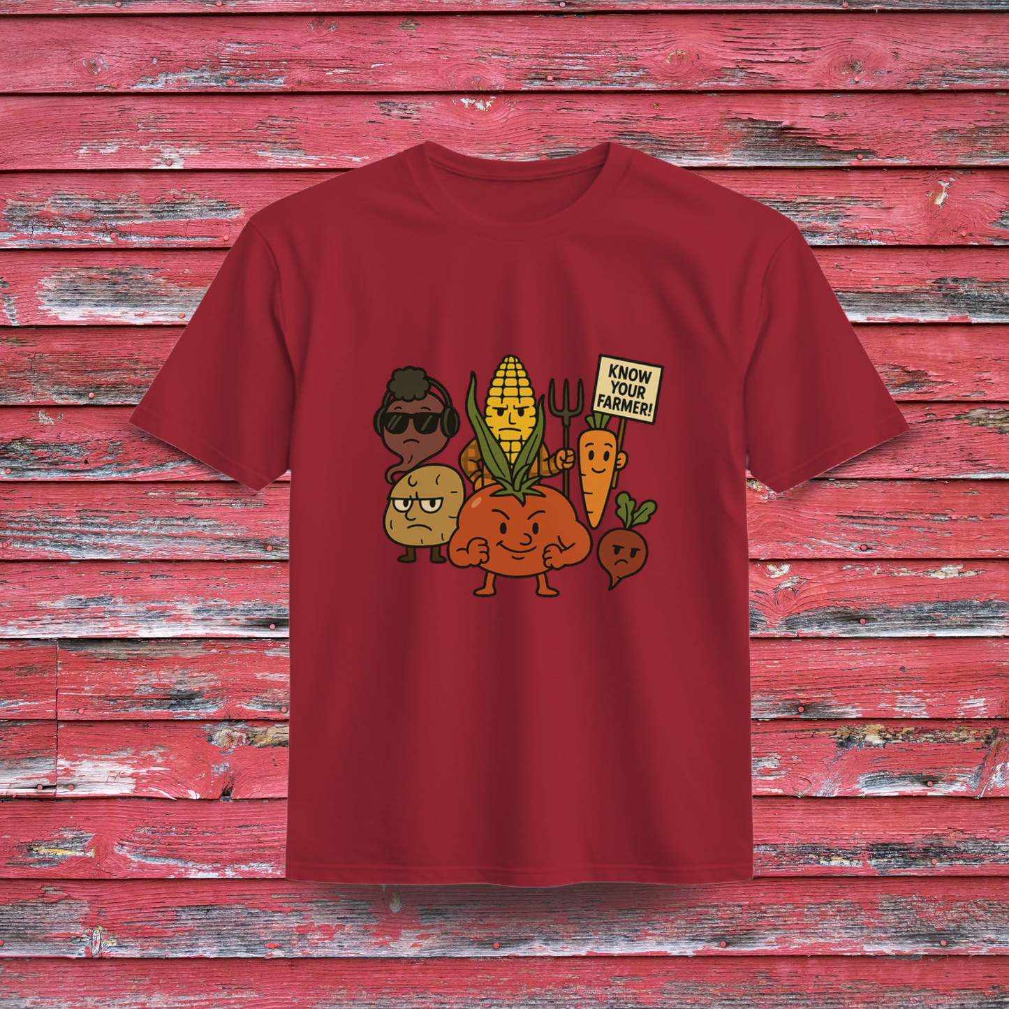 "Know Your Farmer" Veggie Gang 100% Organic Cotton T-Shirt