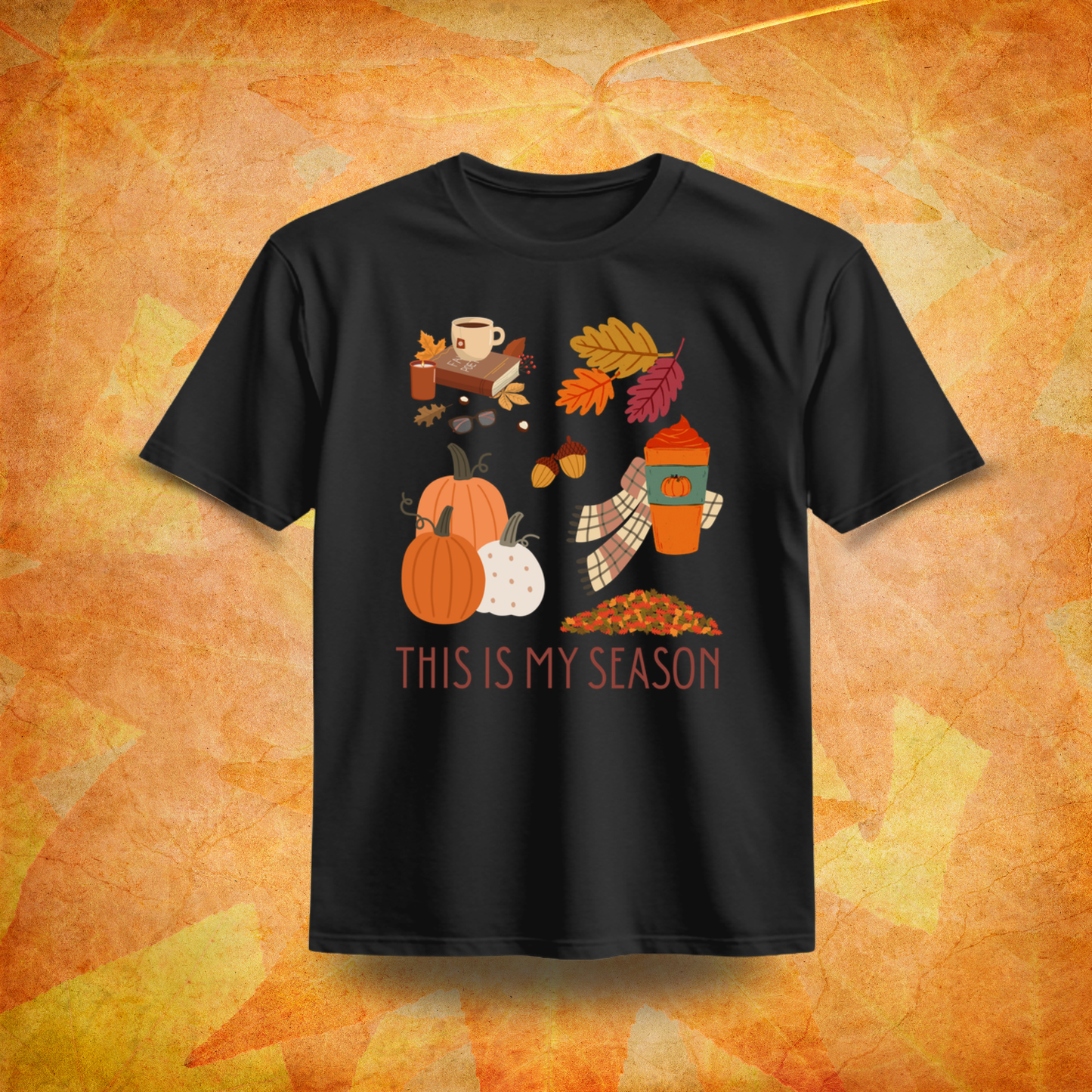 This Is My Season Organic Cotton T-Shirt – Fall Cozy Vibes Pumpkin Latte Tee