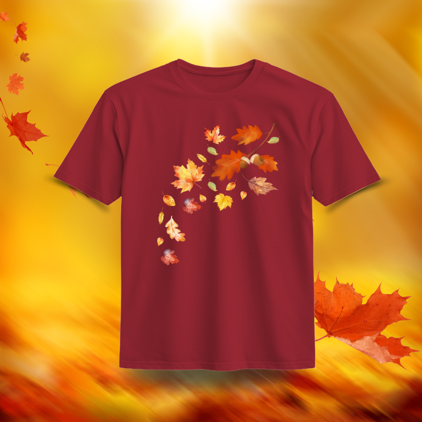 Falling Into Cozy Season Organic Cotton T-Shirt – Autumn Leaves Watercolor Fall Tee