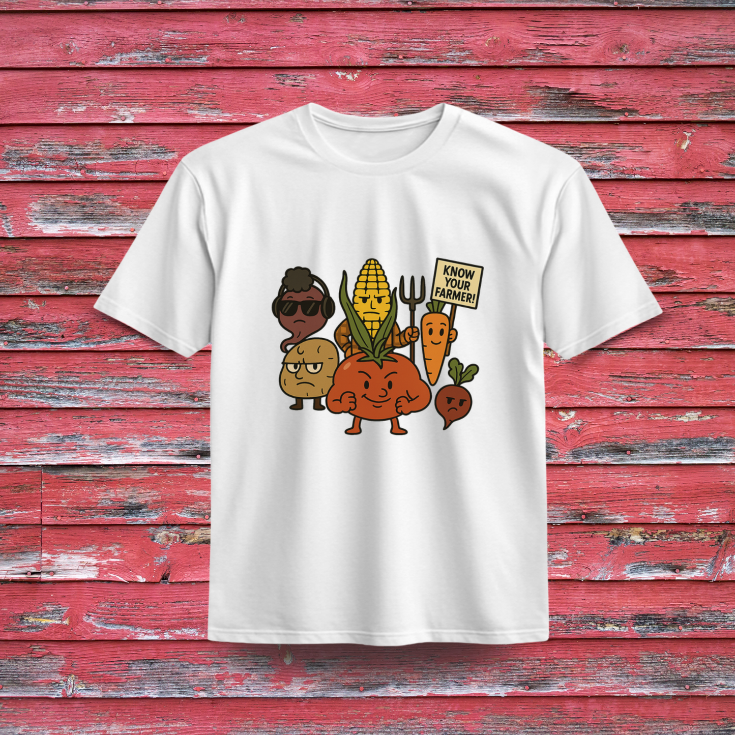 "Know Your Farmer" Veggie Gang 100% Organic Cotton T-Shirt