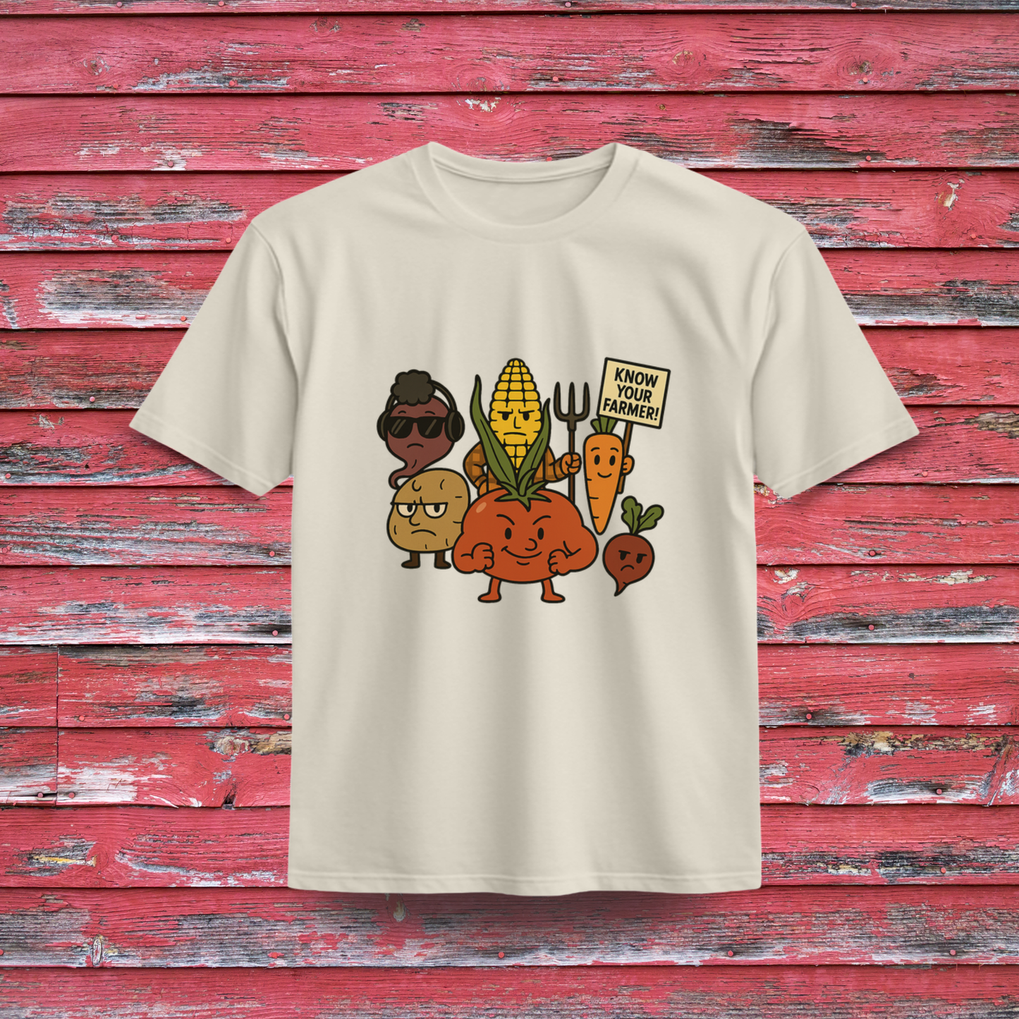 "Know Your Farmer" Veggie Gang 100% Organic Cotton T-Shirt