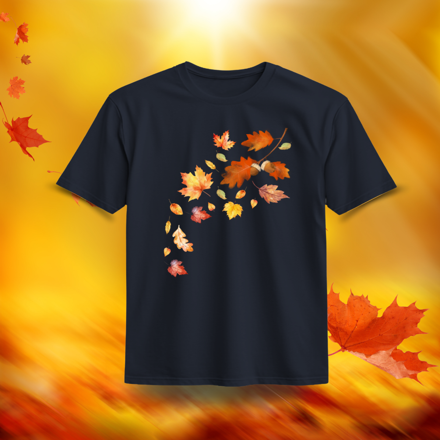 Falling Into Cozy Season Organic Cotton T-Shirt – Autumn Leaves Watercolor Fall Tee
