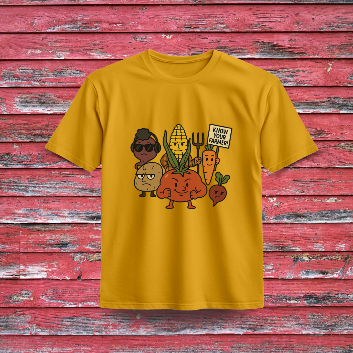 "Know Your Farmer" Veggie Gang 100% Organic Cotton T-Shirt